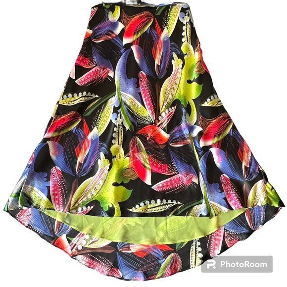 VTG Cache Womens Dress Floral Halter 100% Silk Y2K Party Bright Colorful Size 10 - Picture 9 of 16